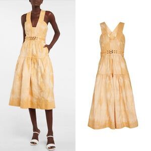 ULLA JOHNSON Blithe tie-dye denim midi dress